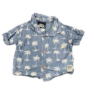 Boys Rock palm tree button down shirt